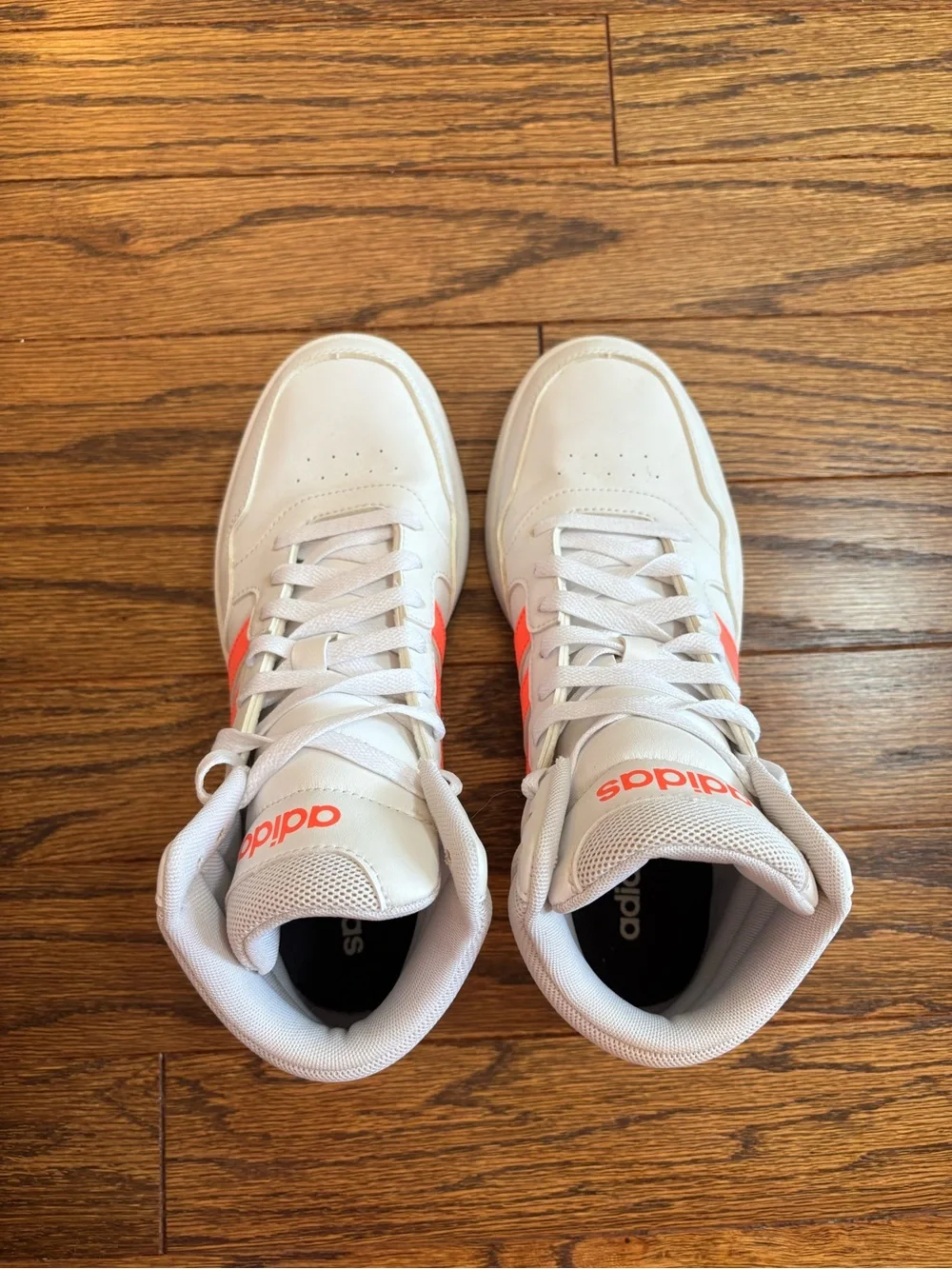adidas White and Neon Orange Women's Athletic Shoes